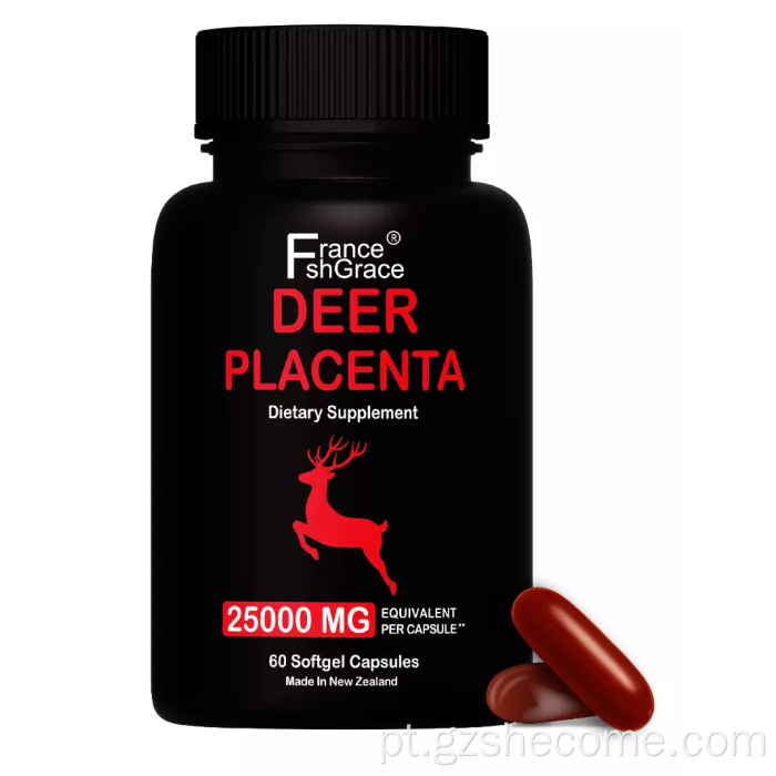 Suplemento de placenta mais alto de veado 60 cápsulas de placenta de cervos